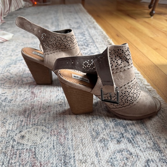 Not Rated Taupe Peep-Toe Block Heels - Picture 2 of 3